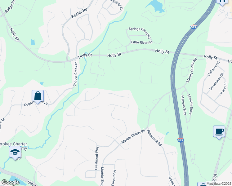 map of restaurants, bars, coffee shops, grocery stores, and more near 552 Crestmont Lane in Canton