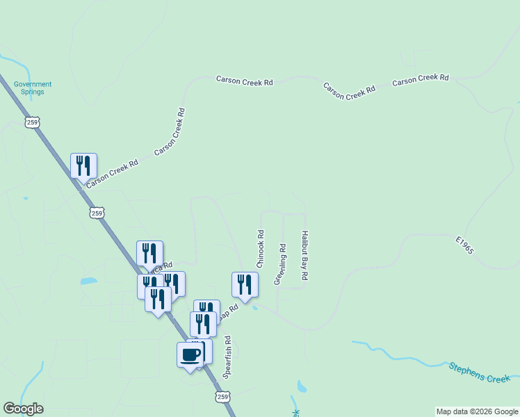 map of restaurants, bars, coffee shops, grocery stores, and more near Elm Street in Broken Bow
