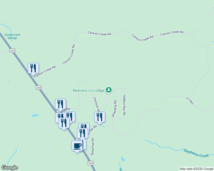 map of restaurants, bars, coffee shops, grocery stores, and more near Elm Street in Broken Bow