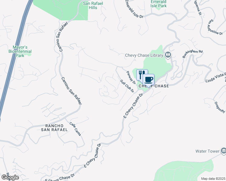 map of restaurants, bars, coffee shops, grocery stores, and more near 3003 Paddington Road in Glendale
