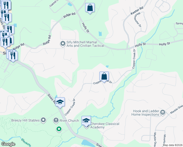 map of restaurants, bars, coffee shops, grocery stores, and more near 404 Redfield Dr in Canton