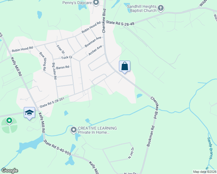 map of restaurants, bars, coffee shops, grocery stores, and more near Mayzola Court in Richland County