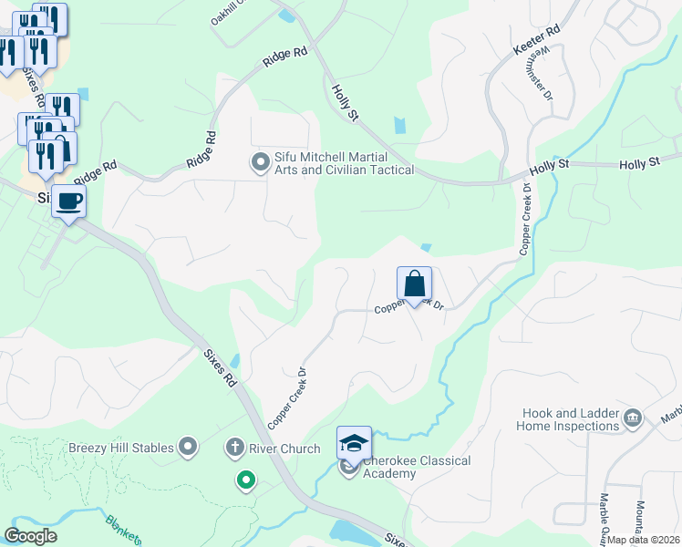 map of restaurants, bars, coffee shops, grocery stores, and more near 321 Gold Ridge in Canton