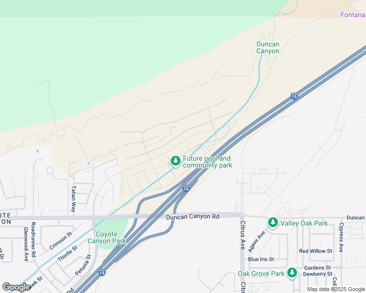 map of restaurants, bars, coffee shops, grocery stores, and more near 15842 Caterpillar Drive in Fontana