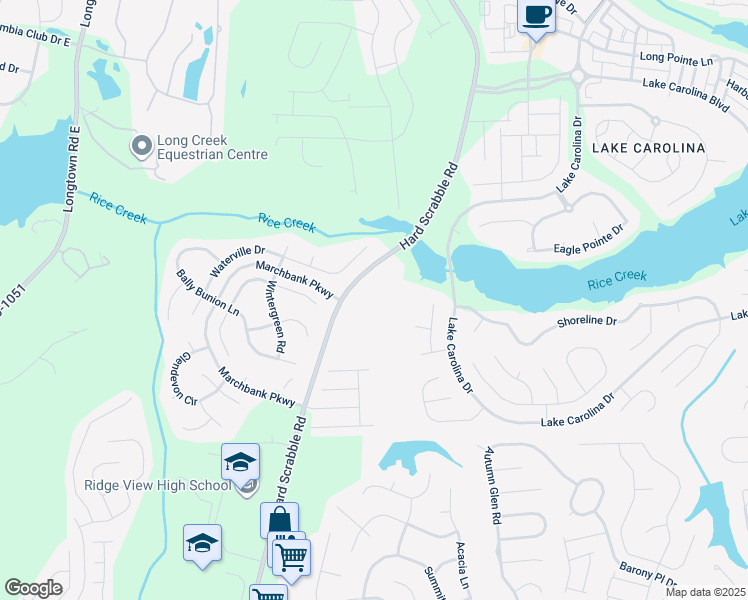 map of restaurants, bars, coffee shops, grocery stores, and more near 4920A HardScrabble Road in Blythewood