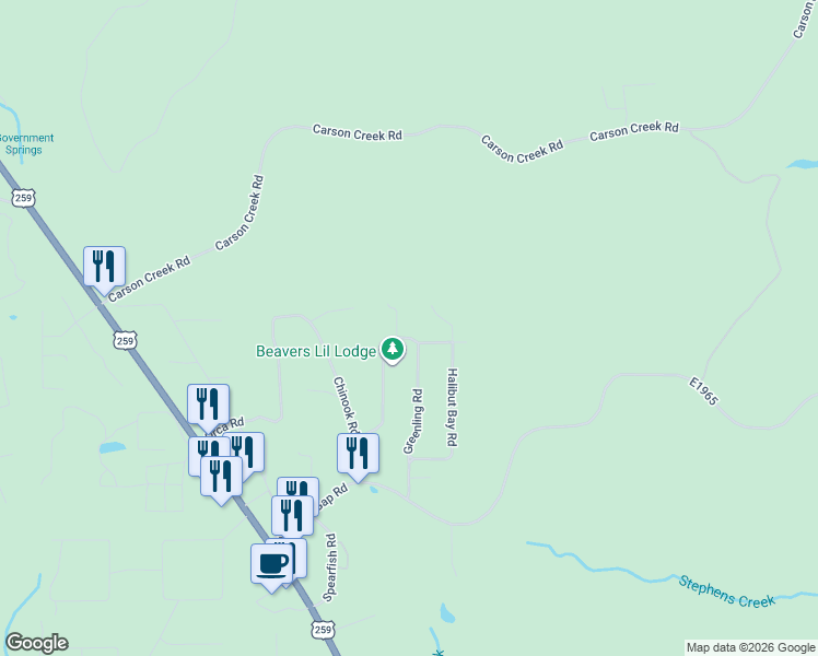 map of restaurants, bars, coffee shops, grocery stores, and more near 736 Chinook Road in Broken Bow