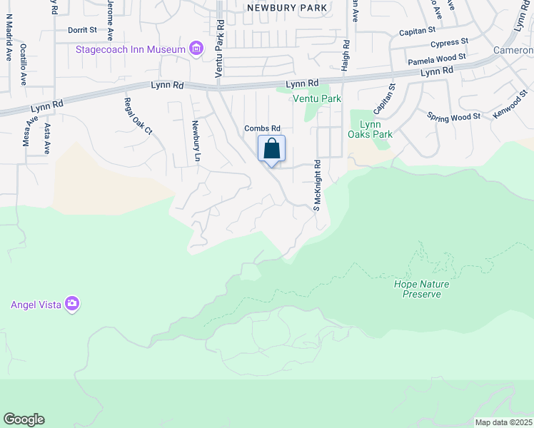 map of restaurants, bars, coffee shops, grocery stores, and more near 1234 Mountain View Drive in Ventura County