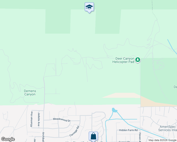map of restaurants, bars, coffee shops, grocery stores, and more near 10049 Snowdrop Road in San Bernardino County