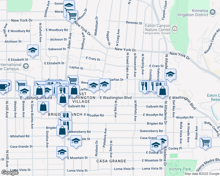 map of restaurants, bars, coffee shops, grocery stores, and more near 1405 Alpha Avenue in Pasadena