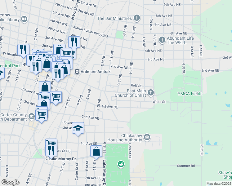 map of restaurants, bars, coffee shops, grocery stores, and more near 13 G Street Southeast in Ardmore