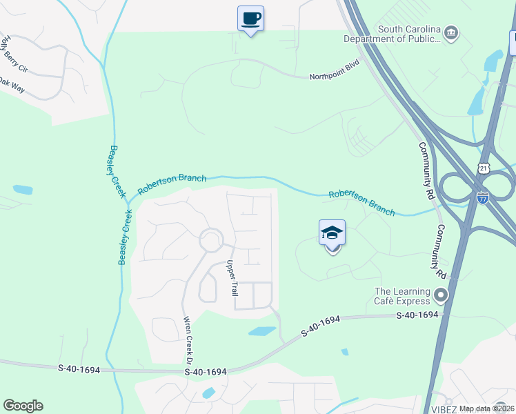map of restaurants, bars, coffee shops, grocery stores, and more near 835 Brushy Thicket Lane in Blythewood