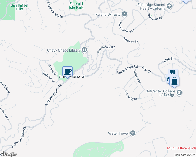map of restaurants, bars, coffee shops, grocery stores, and more near 3205 Cornwall Drive in Glendale