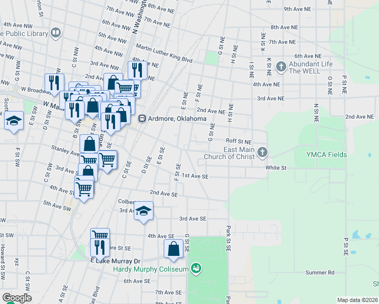 map of restaurants, bars, coffee shops, grocery stores, and more near 18 F Street Southeast in Ardmore