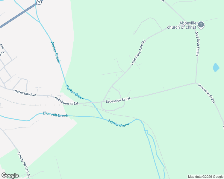 map of restaurants, bars, coffee shops, grocery stores, and more near 1-435 Long Cane Lane in Abbeville