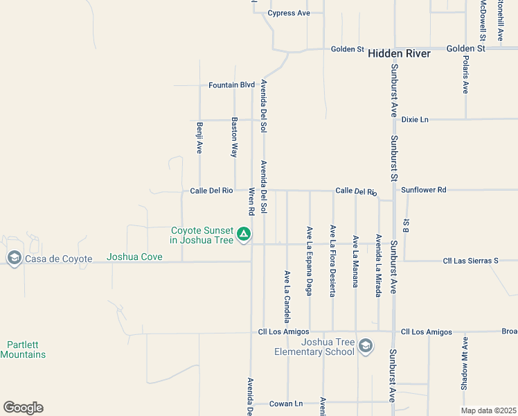 map of restaurants, bars, coffee shops, grocery stores, and more near 4578 Avenida Del Sol in Joshua Tree