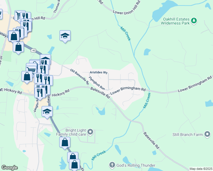 map of restaurants, bars, coffee shops, grocery stores, and more near 403 Aristides Way in Canton