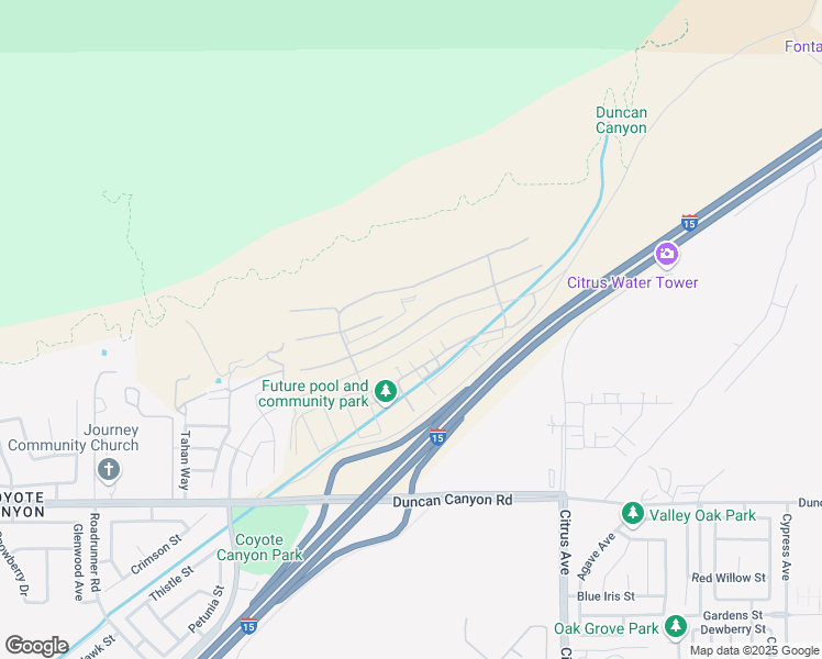 map of restaurants, bars, coffee shops, grocery stores, and more near 16014 Butterfly Drive in Fontana