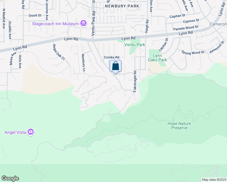 map of restaurants, bars, coffee shops, grocery stores, and more near 1234 Mountain View Drive in Ventura County