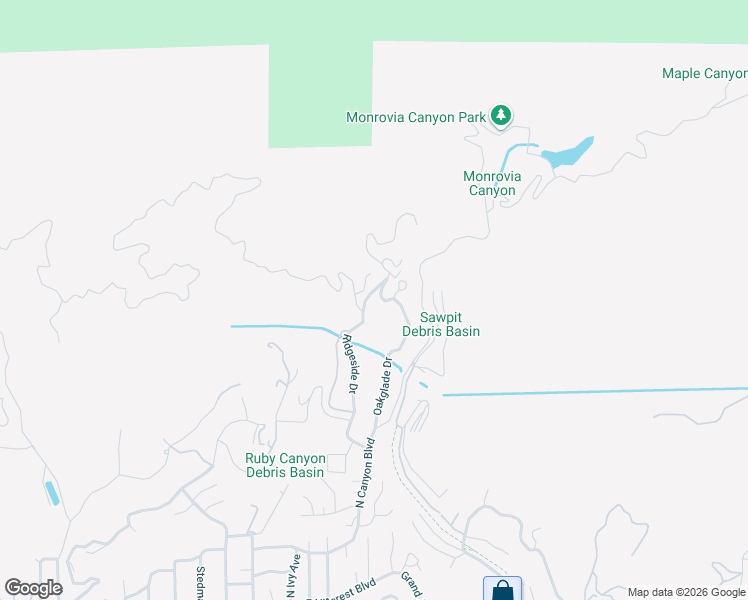 map of restaurants, bars, coffee shops, grocery stores, and more near 868 Ridgeside Drive in Monrovia