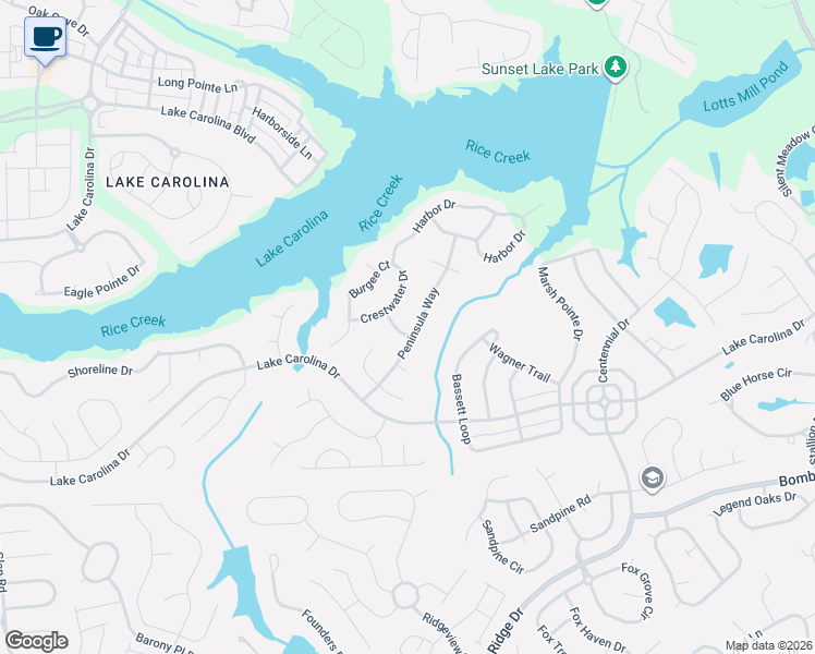 map of restaurants, bars, coffee shops, grocery stores, and more near 215 Peninsula Way in Columbia