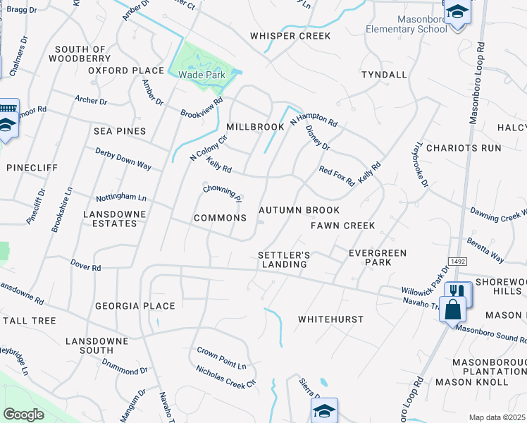 map of restaurants, bars, coffee shops, grocery stores, and more near 630 North Hampton Road in Wilmington