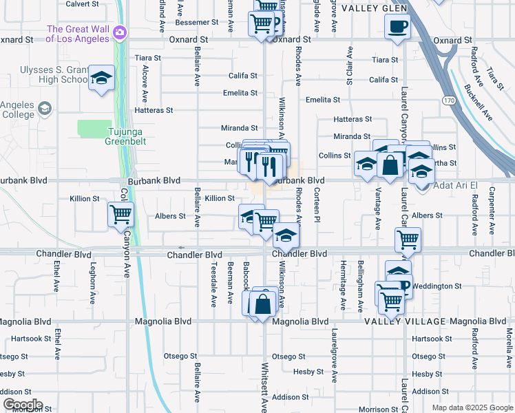 map of restaurants, bars, coffee shops, grocery stores, and more near in 