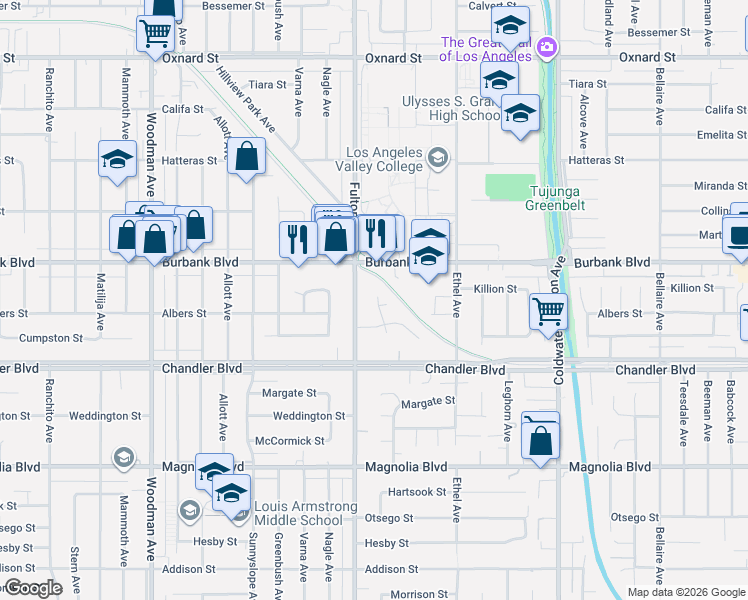 map of restaurants, bars, coffee shops, grocery stores, and more near in Los Angeles