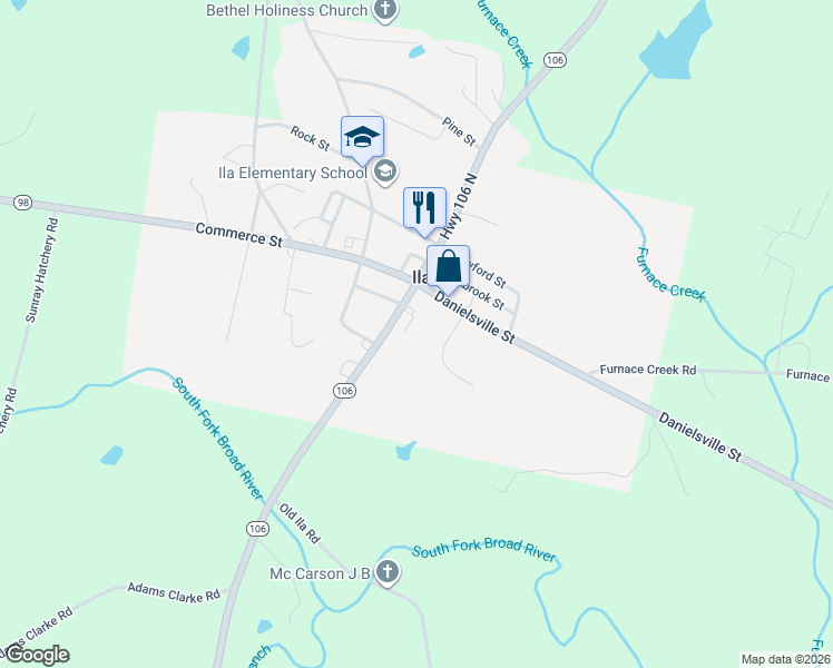 map of restaurants, bars, coffee shops, grocery stores, and more near 5211 Danielsville Street in Danielsville