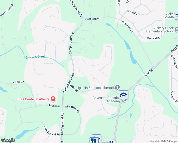 map of restaurants, bars, coffee shops, grocery stores, and more near 6355 Westfallen Overlook in Cumming