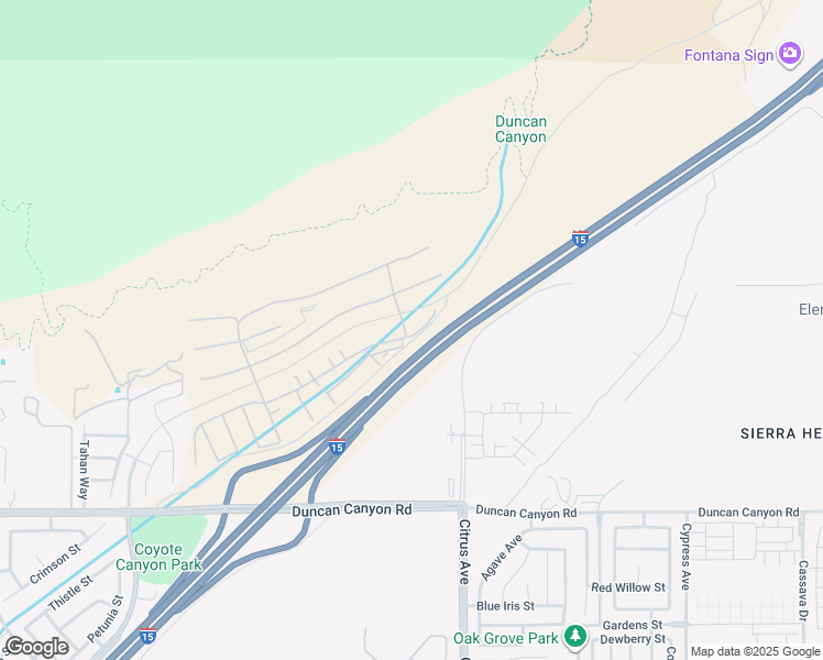 map of restaurants, bars, coffee shops, grocery stores, and more near 16032 Sunny Court in Fontana