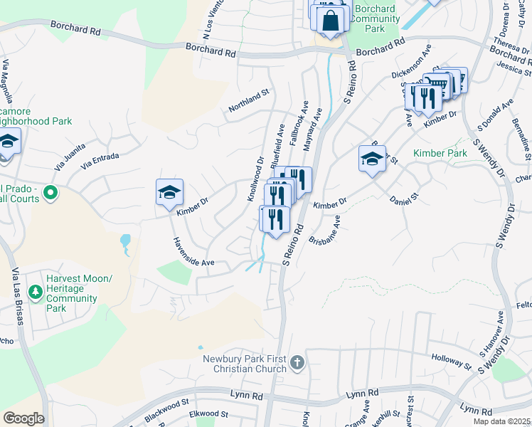 map of restaurants, bars, coffee shops, grocery stores, and more near 466 Fallbrook Avenue in Thousand Oaks