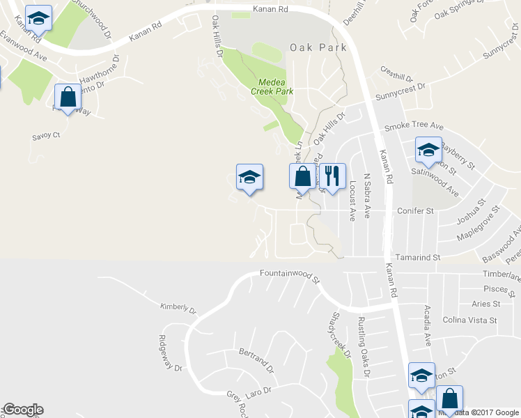 map of restaurants, bars, coffee shops, grocery stores, and more near 132 Rosehedge Lane in Oak Park