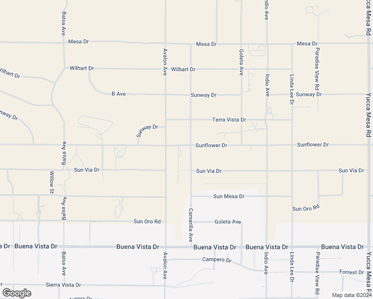 map of restaurants, bars, coffee shops, grocery stores, and more near 58573 Sunflower Drive in Yucca Valley