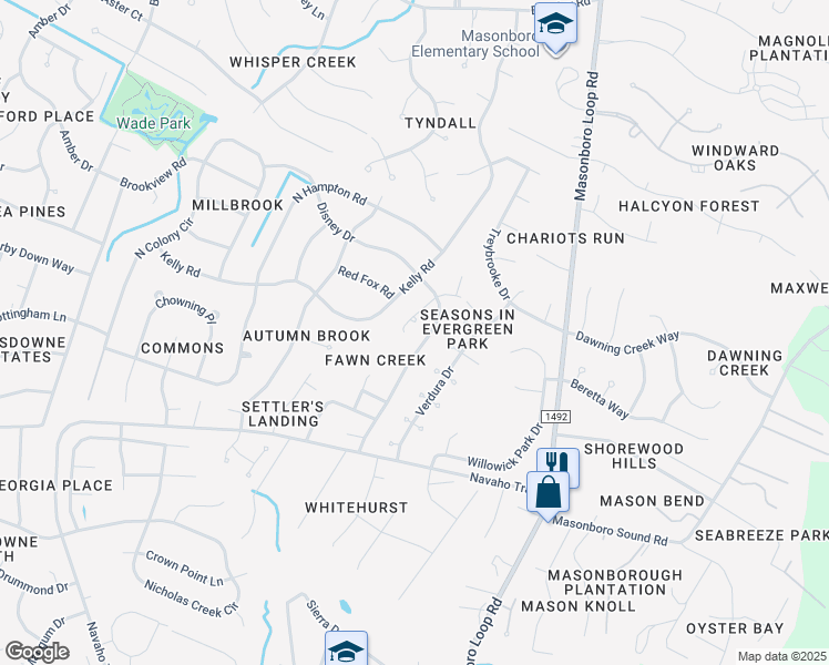 map of restaurants, bars, coffee shops, grocery stores, and more near 3805 Antelope Trail in Wilmington