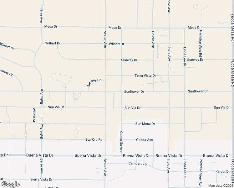 map of restaurants, bars, coffee shops, grocery stores, and more near 58573 Sunflower Drive in Yucca Valley