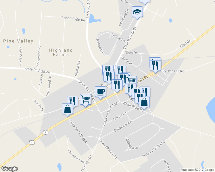 map of restaurants, bars, coffee shops, grocery stores, and more near in Elgin