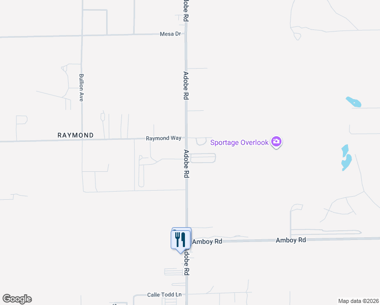 map of restaurants, bars, coffee shops, grocery stores, and more near 73747 Raymond Way in Twentynine Palms