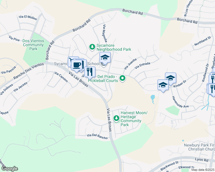 map of restaurants, bars, coffee shops, grocery stores, and more near 428 Calle Veracruz in Thousand Oaks