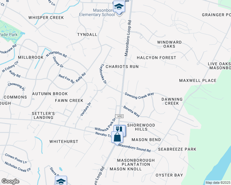 map of restaurants, bars, coffee shops, grocery stores, and more near 5213-5249 Treybrooke Drive in Wilmington