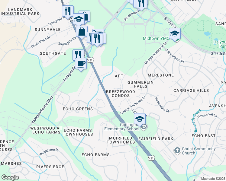 map of restaurants, bars, coffee shops, grocery stores, and more near 3939 Carolina Beach Road in Wilmington