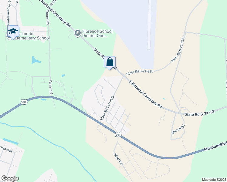 map of restaurants, bars, coffee shops, grocery stores, and more near 1325 State Road S-21-925 in Florence