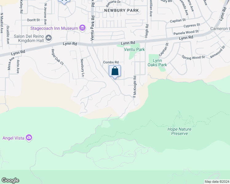 map of restaurants, bars, coffee shops, grocery stores, and more near Rudolph Drive in Ventura County
