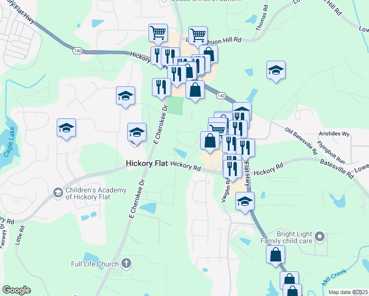 map of restaurants, bars, coffee shops, grocery stores, and more near 306 Cherokee Station Drive in Woodstock