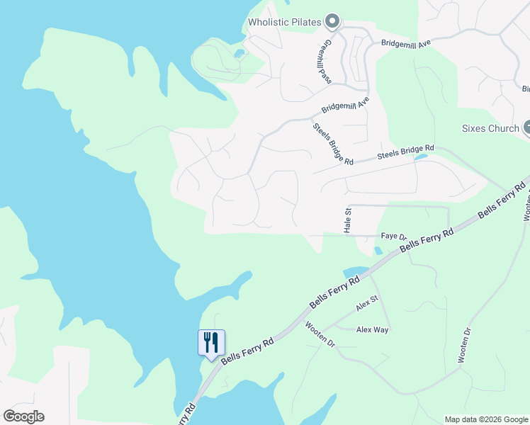 map of restaurants, bars, coffee shops, grocery stores, and more near 119 Windsong Trail in Canton