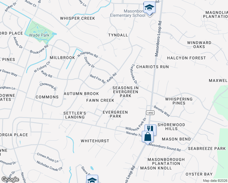 map of restaurants, bars, coffee shops, grocery stores, and more near 3805 Antelope Trail in Wilmington