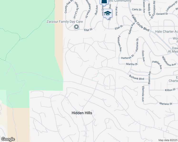 map of restaurants, bars, coffee shops, grocery stores, and more near 6006 Spring Valley Road in Hidden Hills