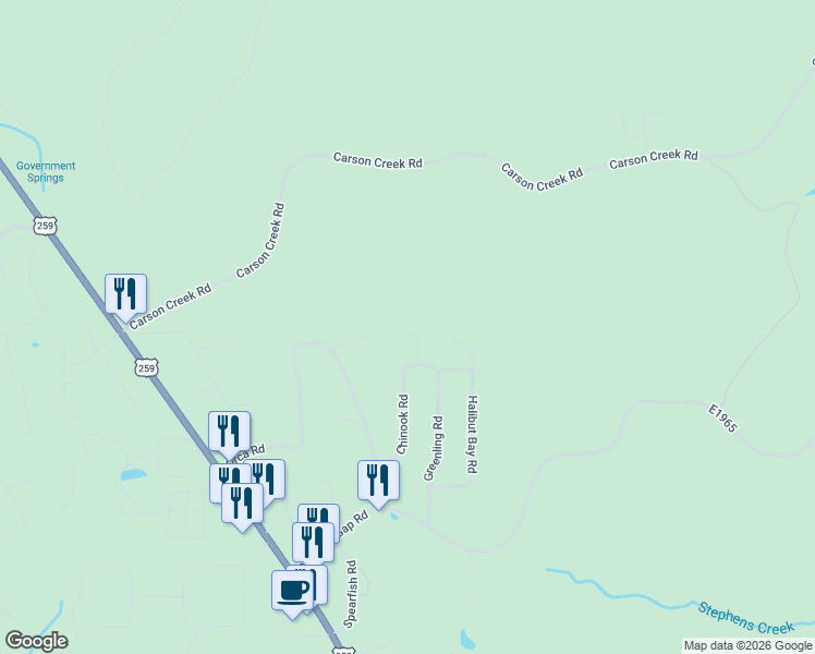 map of restaurants, bars, coffee shops, grocery stores, and more near Elm Street in Broken Bow