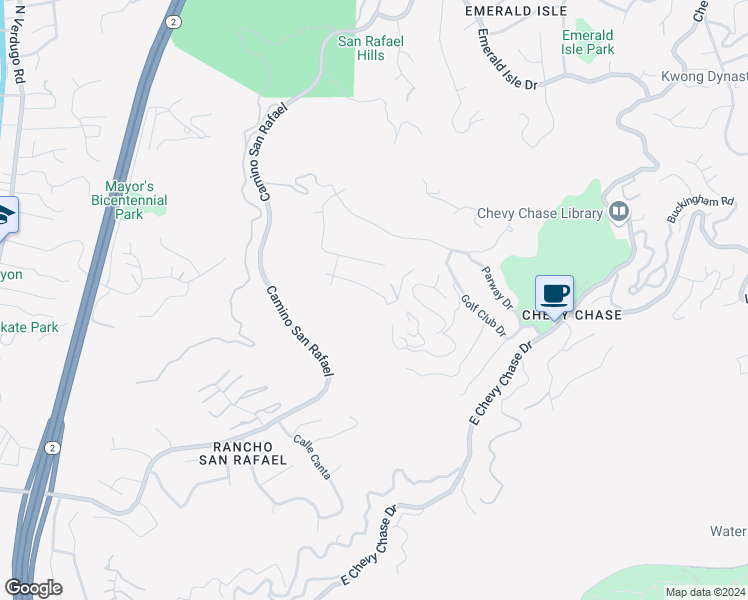 map of restaurants, bars, coffee shops, grocery stores, and more near 1411 Thurlene Road in Glendale