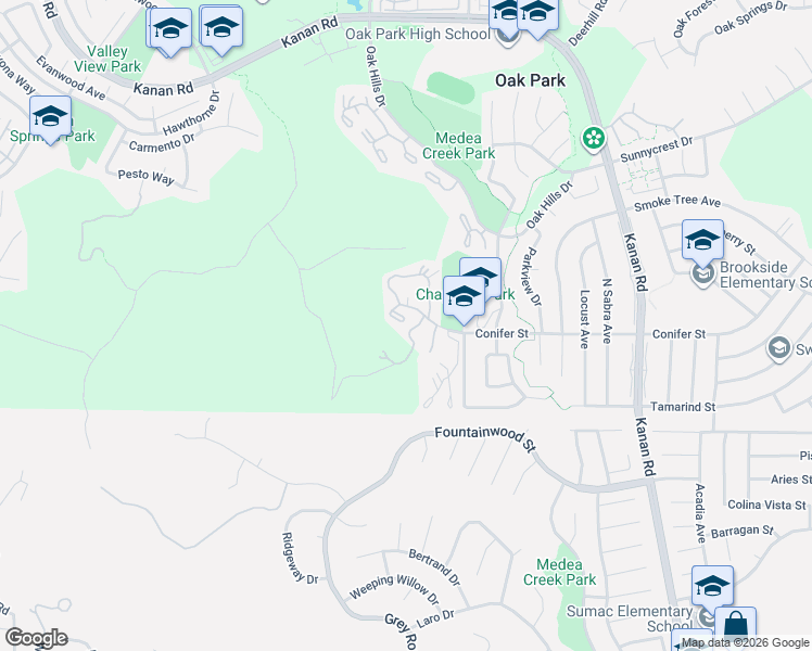 map of restaurants, bars, coffee shops, grocery stores, and more near 5688 Camelia Lane in Oak Park