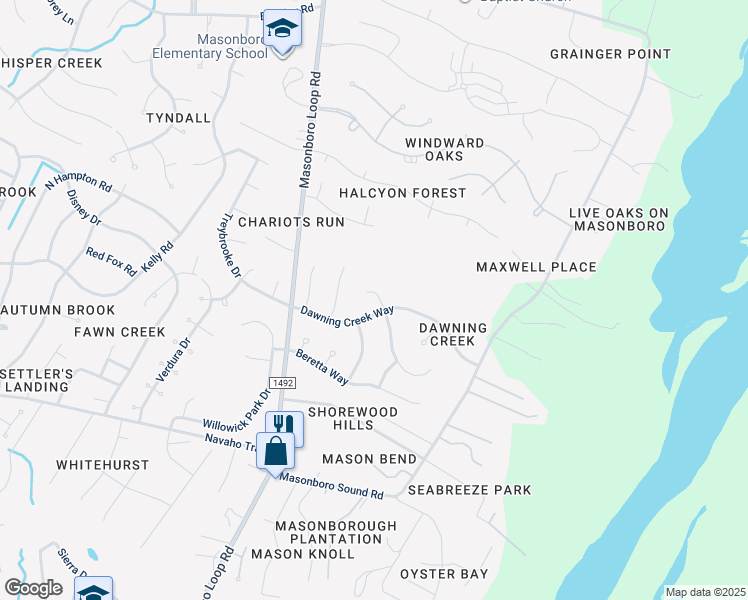 map of restaurants, bars, coffee shops, grocery stores, and more near 3508 Tall Pine Court in Wilmington